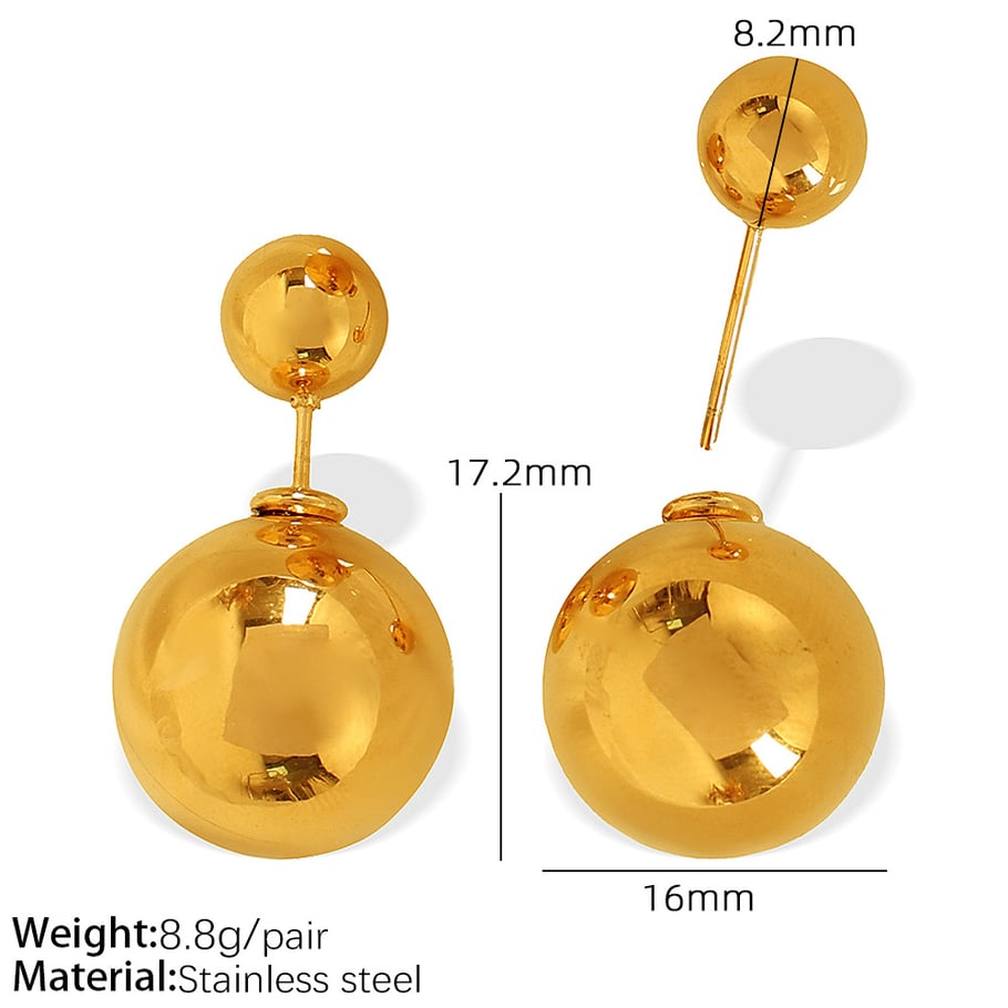 1 pair simple series simple solid color stainless steel gold plated women hoop earrings